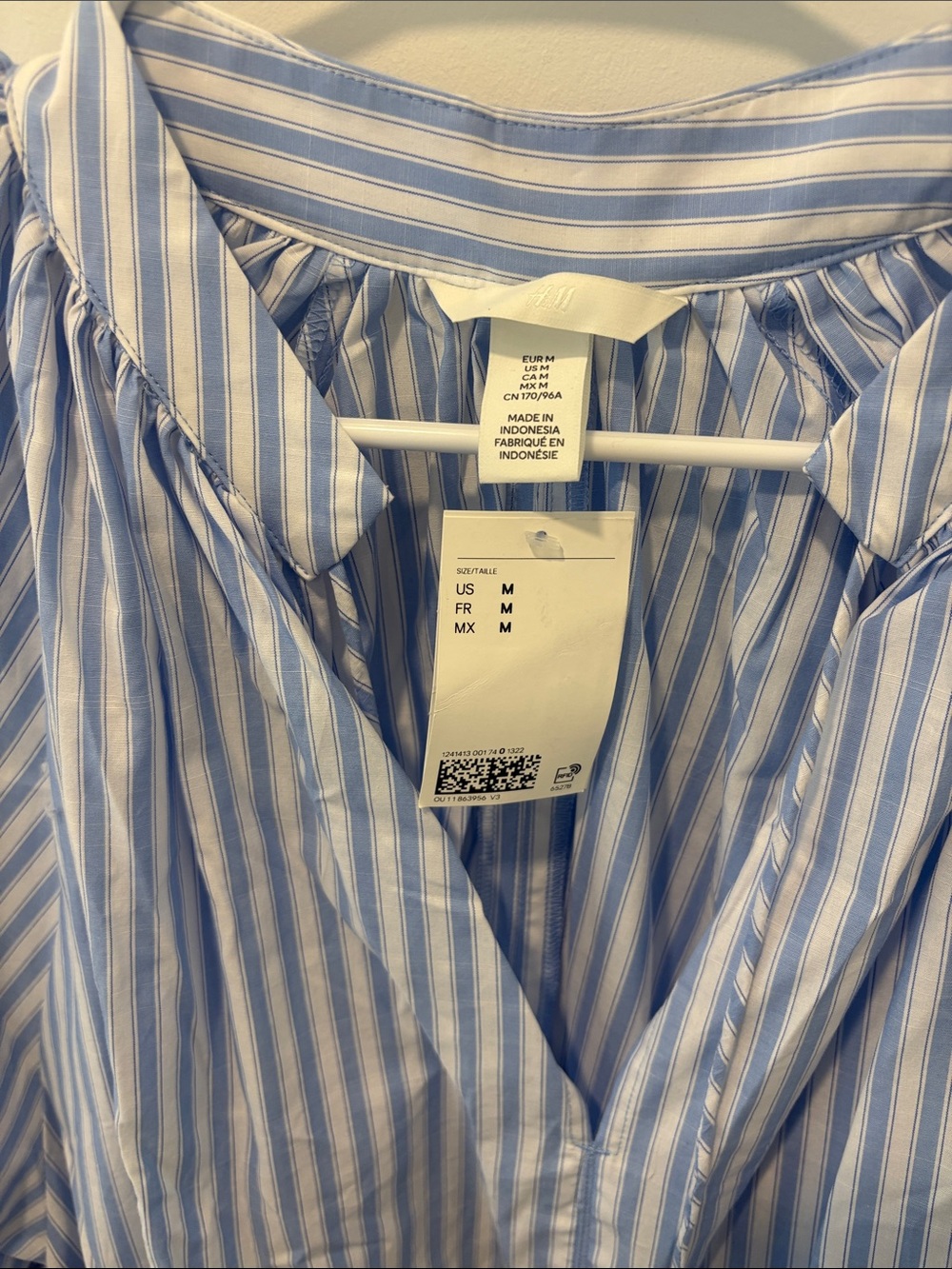 Light Blue Stripe Shirt Dress - Picture 3 of 4